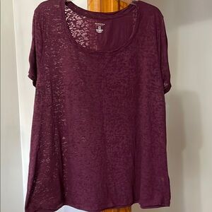 PLUS SIZE SHORT SLEEVE DRESSY “LACE LOOK” TEE FROM SONOMA